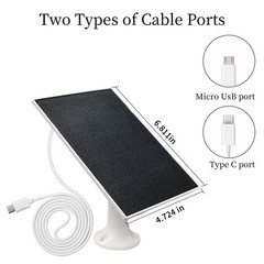 4W Solar Panel Security Camera Type C Micro Charger Rechargeable Battery