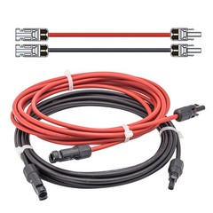 10 AWG Solar Panel Extension Cable Wire Connector IP67 Black + Red Set Cable