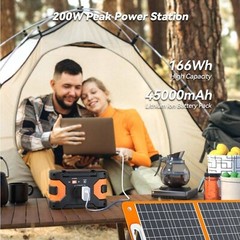 Flashfish 150W Portable Power Station & 100W Foldable Solar Panel for Road Trip