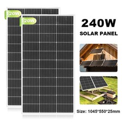 240W Watt Glass Solar Panel Monocrystalline PV Modul for RVs Camping Boat IP68