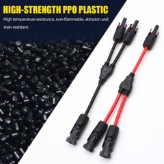 2 Pair Solar Connectors Y Branch Parallel PV Adapter Cable Wire Plug Connector