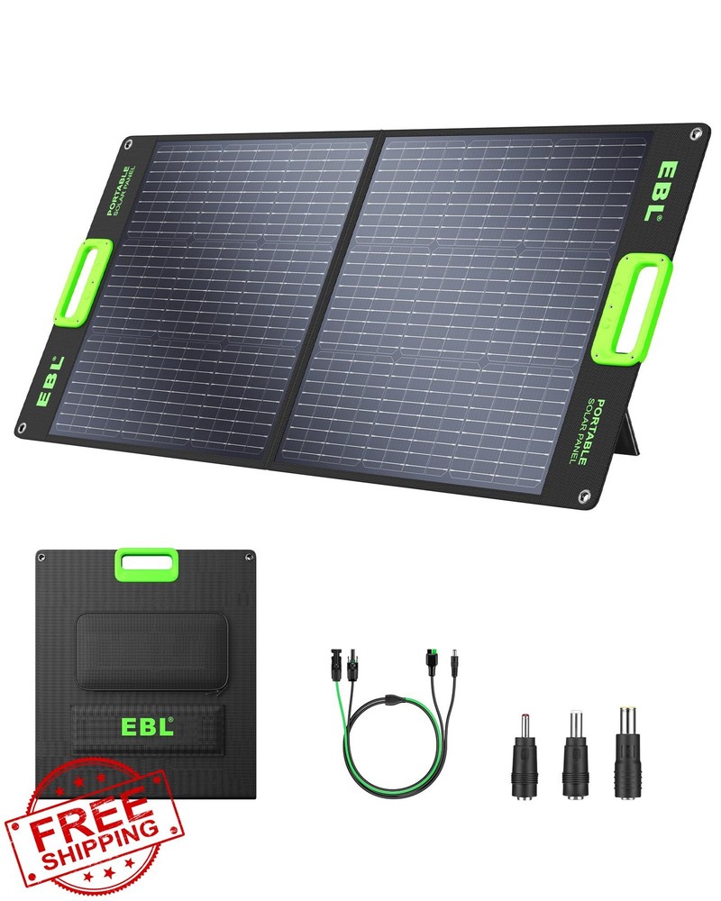 EBL 100W Portable Solar Panel (Upgraded) for Power Stations, IP65
