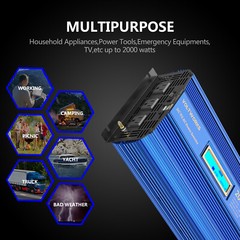 Power Inverter 2000W 12V to110V~120V Modified Sine Wave USA Transistors