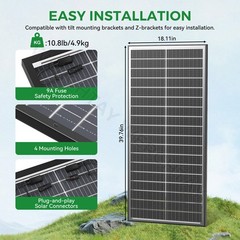 3Pack 100 Watt (300W) Bifacial Solar Panel 18BB Mono 12V/24V for Sunshed RV/home
