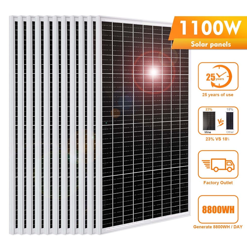 PFCTART 1100W Watt MONO Solar Panel 100Watt PV Module for Solar Generator Sheds