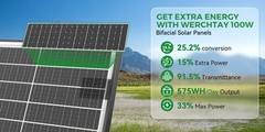 3Pack 100 Watt (300W) Bifacial Solar Panel 18BB Mono 12V/24V for Sunshed RV/home