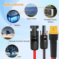 12 AWG 20 ft XT60 Female to Solar Connector Solar Panel Extension Charging Cable