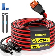 10AWG 10FT Solar to XT60i Cable, Gibbab 3 10 25FT Solar Panel Connector to XT60i