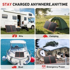 Dokio 100W 12v Foldable Solar Panel Kit Monocrystalline Portable Camping RV Boat