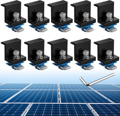 10Pcs Solar Panel End Clamp for Standard Unistrut, Aluminum 1.57″ Solar Panel Br