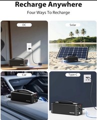 Portable PowerStation 150W, 133.2Wh/36000mAh Fast Charging with 5 Outputs AC Opt