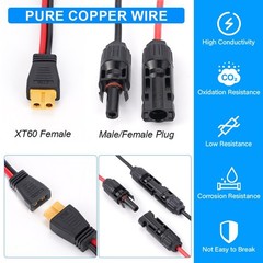 3M XT60 Female to Solar Connector Solar Panel Extension Charging Cable 12 AWG