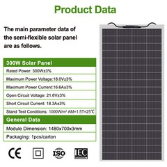 150W 300W 600W 900W Flexible Solar Panel Kit Off-Grid Mono For Generator RV Boat