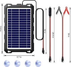 Upgraded 7.5W Portable Solar Battery Charger – Waterproof Trickle Maintainer