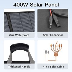 400w Portable Solar Panel Foldable for Charges EcoFlow Bluetti Jackery Anker