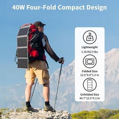MHPOWOS USB Portable Solar Panel 40W Camping Backpacking Hiking Gear Equipment
