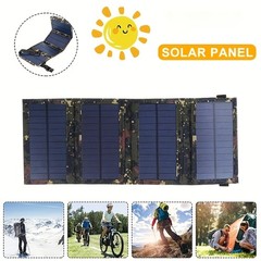 80W USB Solar Panel Folding Power Bank Outdoor Camping Hiking Phone Charger