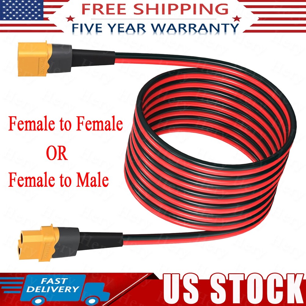 10 AWG XT60 Male to XT60 Female Connector Solar Extension Cable Wire for RC Lipo