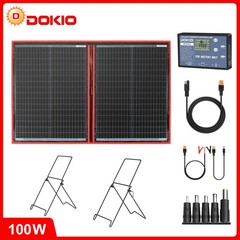 Dokio 100W 12V Portable Flexible Foldable Solar Panel Off-Grid RV Camping Travel