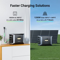 Power Station x2 4600W 2764Wh w/ Parallel Connector LFP Battery for Home Outdoor