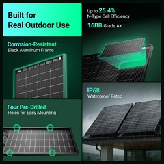 HQST 100W Watt 12V Volt Polycrystalline Solar Panel 100W for Off Grid RV Marine