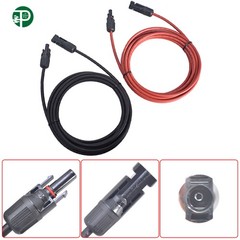 Black and Red Solar Panel Extension Cable Wire Connector 12/10 AWG 1 pair