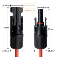 Black+Red 10 AWG Solar Panel Extension Cable Silicone Flexible Wire Connectors
