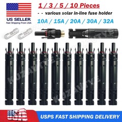 1~10PCS Solar DC Fuse Connectors 10/15/20/30/32A in-line Fuse Holder Protection