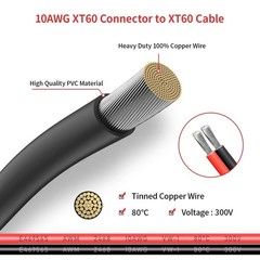 10 AWG XT60 Male to XT60 Female Connector Solar Extension Cable Wire for RC Lipo