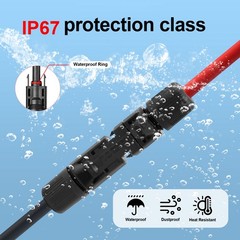 10 AWG Solar Panel Extension Cable Wire Connector IP67 Black + Red Set Cable