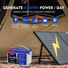 100 Watt 12 Volt Foldable Solar Panel Suitcase Portable RV Camping Solar Charger