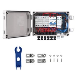 1pc 6 String PV Combiner Box, DC 500V 15A Fuse Solar Combiner Box Plastic Wate
