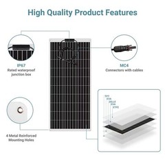 150W Monocrystalline Solar Panel High Efficiency Durable RV Marine Boat Off Grid