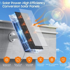2-Pack Solar Panel Charger for Nest Camera Indoor/Outdoor, IP65 Waterproof, 13.1
