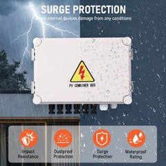1pc 6 String PV Combiner Box, DC 500V 15A Fuse Solar Combiner Box Plastic Wate