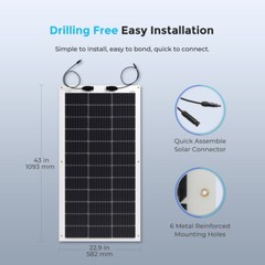 Renogy Flexible Solar Panel 100 Watt 12 Volt Monocrystalline Semi-Flexible