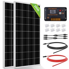 ECO-WORTHY 200 Watts 12 Volt/24 Volt Solar Panel Kit with High Efficiency Mon…