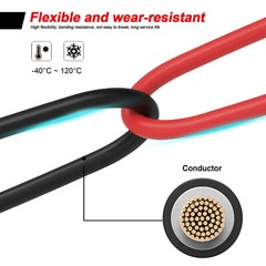 1 Pair Black+Red Solar Panel Extension Cable Wire Solar Connectors 10 AWG Gauge