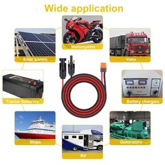 12 AWG XT60i Female to Solar Connector Solar Panel Extension Charging Cable Red