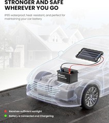 Upgraded 7.5W Portable Solar Battery Charger – Waterproof Trickle Maintainer