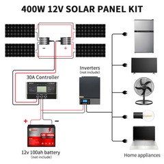 Dokio 4X100w 400w Rigid Monocrystalline Solar Panel Kit for Home/Caravan/RV/Boat