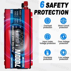 Pure Sine Wave Inverter 7000W Solar System Kit 100A Controller DC12V AC110 220V