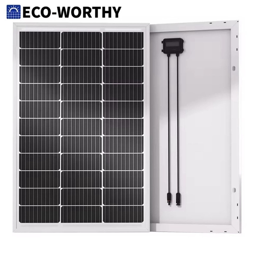 ECO-WORTHY 100 Watt Solar Panel 18 Volt Monocrystalline Panel High Efficiency