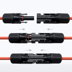 Black+Red 10 AWG Solar Panel Extension Cable Silicone Flexible Wire Connectors