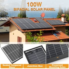 100 Watt Solar Panel Bifacial N-Type 12V Home PV Power Off-Grid RV Camper System