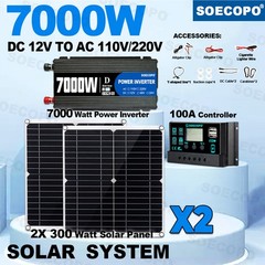 Complete 7000W Off-Grid Solar Kit 7000W Inverter 2pcs 300W Solar Panels 110V US