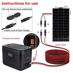 12 AWG XT60i Female to Solar Connector Solar Panel Extension Charging Cable Red