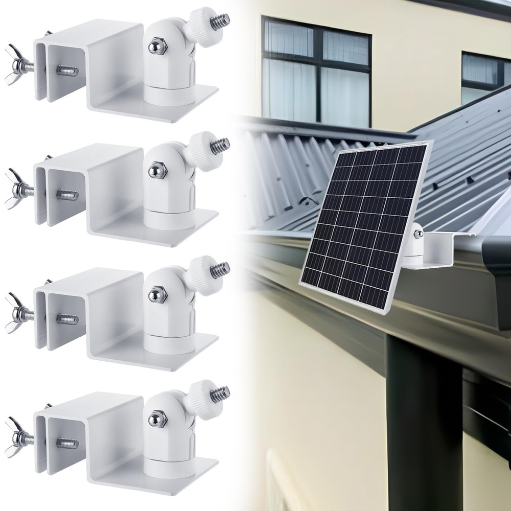 Oungy 4 PCS Universal Solar Panel Gutter Mount Compatible with Ring White