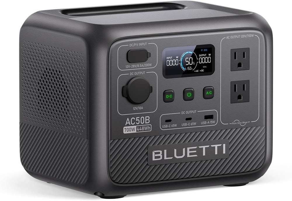 Portable Power Station, 448Wh Solar Generator LiFePO4 Battery Backup w/ 2 700W A