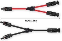 Solar Connectors Y Branch Parallel Adapter 10AWG Cable for Solar Panel Red Black